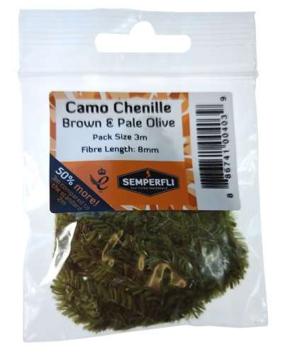 Semperfli Camo Chenille 15mm Large Brown & Pale Olive
