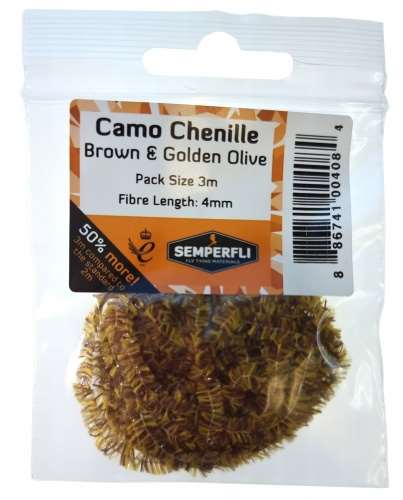 Semperfli Camo Chenille 4mm Small Brown & Golden Olive