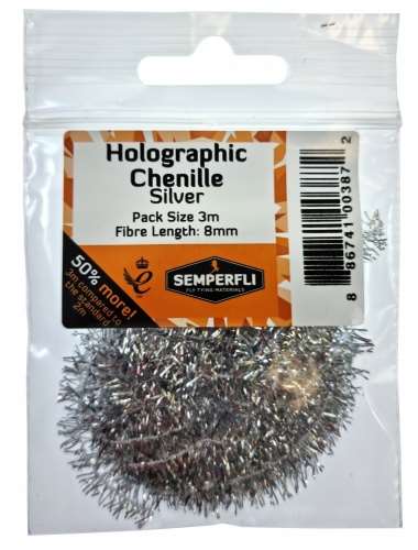 Semperfli Metallic Tinsel Chenille 8mm Medium Silver