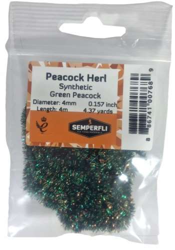 Semperfli Synthetic Peacock Herl 4mm Small Green Peacock