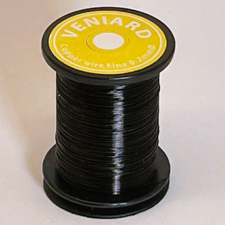 Veniard Coloured Copper Wire Fine 0.2mm Black Fly Tying Materials (Product Length 14.2Yds / 13m)