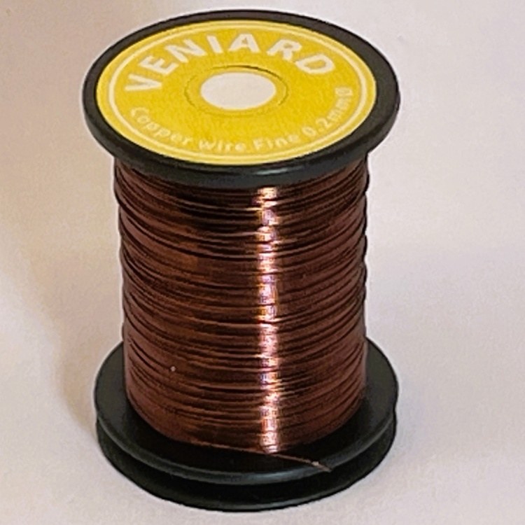 Veniard Coloured Copper Wire Fine 0.2mm Brown Fly Tying Materials (Product Length 14.2Yds / 13m)