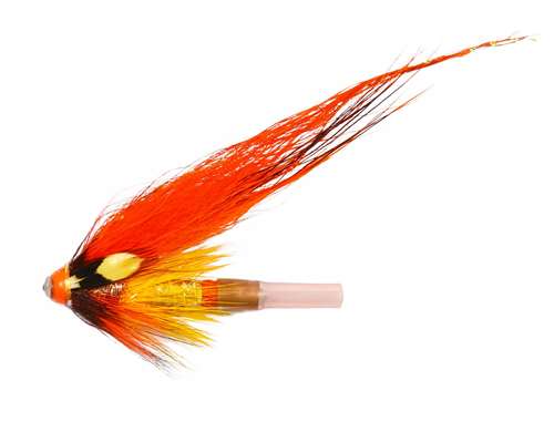 Caledonia Flies Orange Flamethrower Copper Tube 1/2'' Salmon Fishing Tube Fly