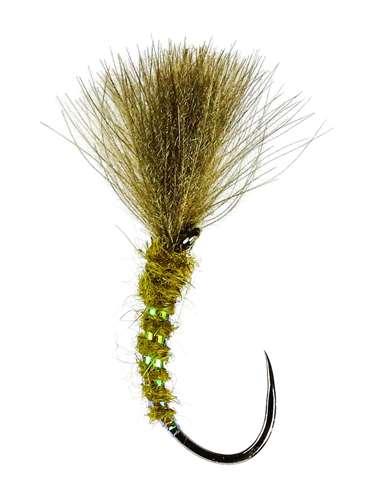 Caledonia Flies Shuttlecock Olive Cdc Barbless #12 Fishing Fly