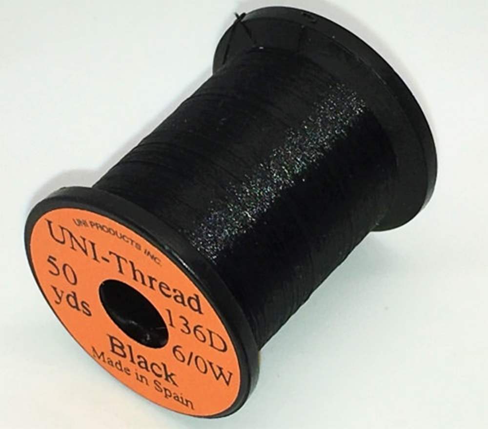 Uni Pre Waxed Thread 6/0 50 Yards Black Fly Tying Threads (Product Length 200 Yds / 182m)
