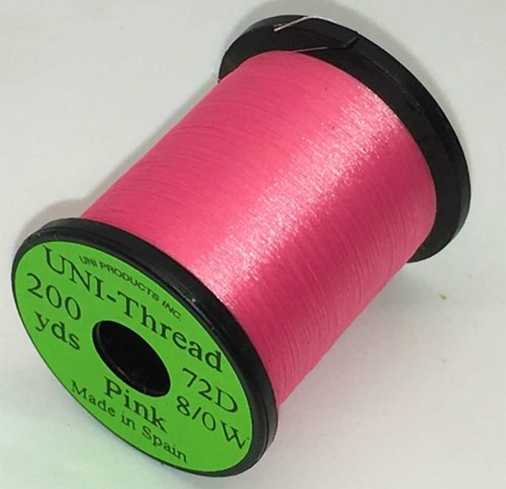 Uni Super Midge Pre Waxed Thread 8/0 200 Yards Pink Fly Tying Threads (Product Length 200 Yds / 182m)