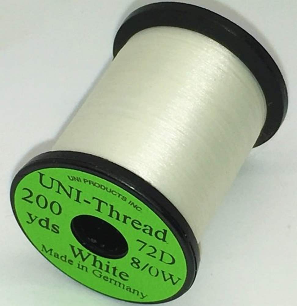 Uni Super Midge Pre Waxed Thread 8/0 200 Yards White Fly Tying Threads (Product Length 200 Yds / 182m)