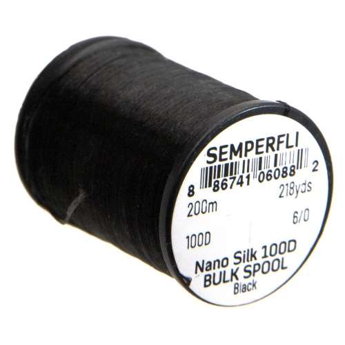 Semperfli Nano Silk 100D 6/0 Black Bulk 200m