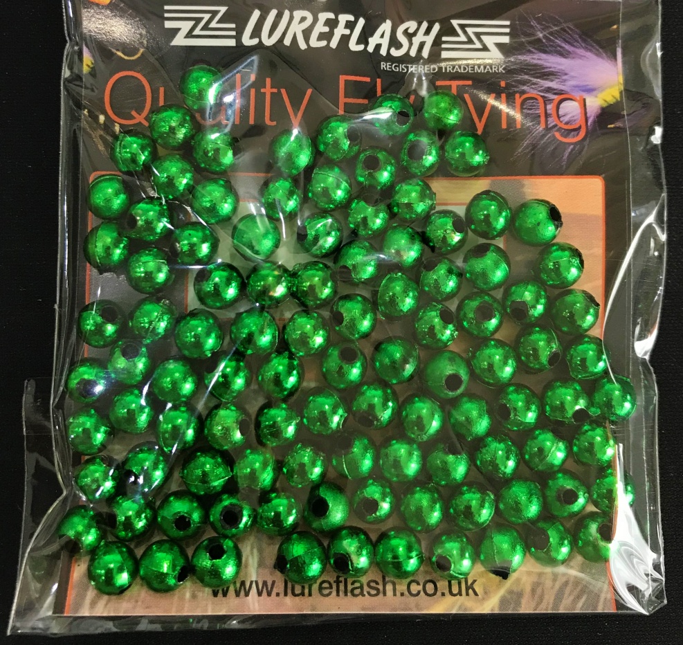 Lureflash 5mm Plastic Attractor Beads Green (Approx 100) Fly Tying Materials