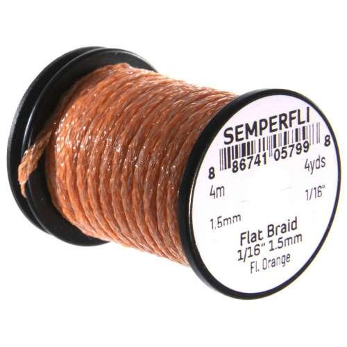 Semperfli Flat Braid 1.5mm 1/16 inch Fl. Orange