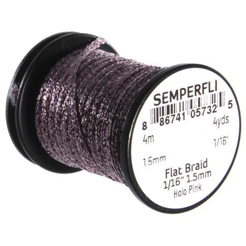 Semperfli Flat Braid 1.5mm 1/16 inch Holographic Pink
