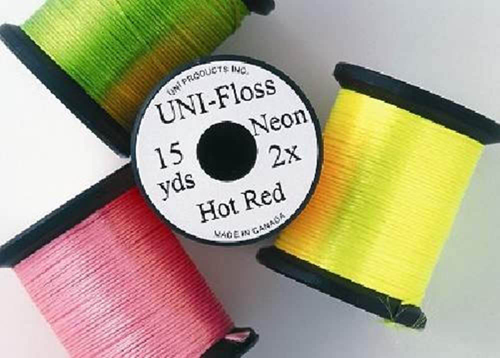 Uni Floss Neon Chinese Red Fly Tying Threads (Product Length 15 Yds / 13.7m)