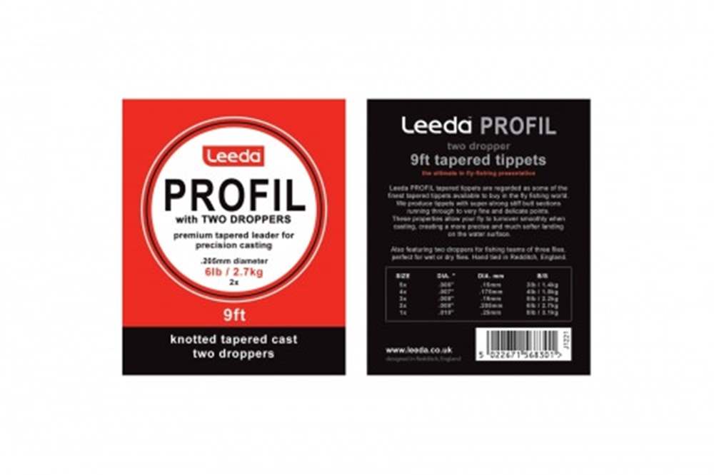 Leeda Profil Tapered Leader With Two Droppers Casts Wetfly 6Lb 2X Trout & Grayling Fly Fishing Leader
