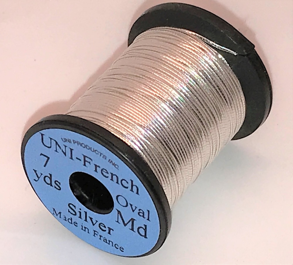 Uni French Oval Tinsel Medium Silver Fly Tying Materials (Product Length 7 Yds / 6.4m)