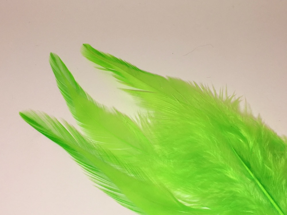 Veniard Loose Cock Feather Saddle Hackles Large Fluorescent Green Fly Tying Materials