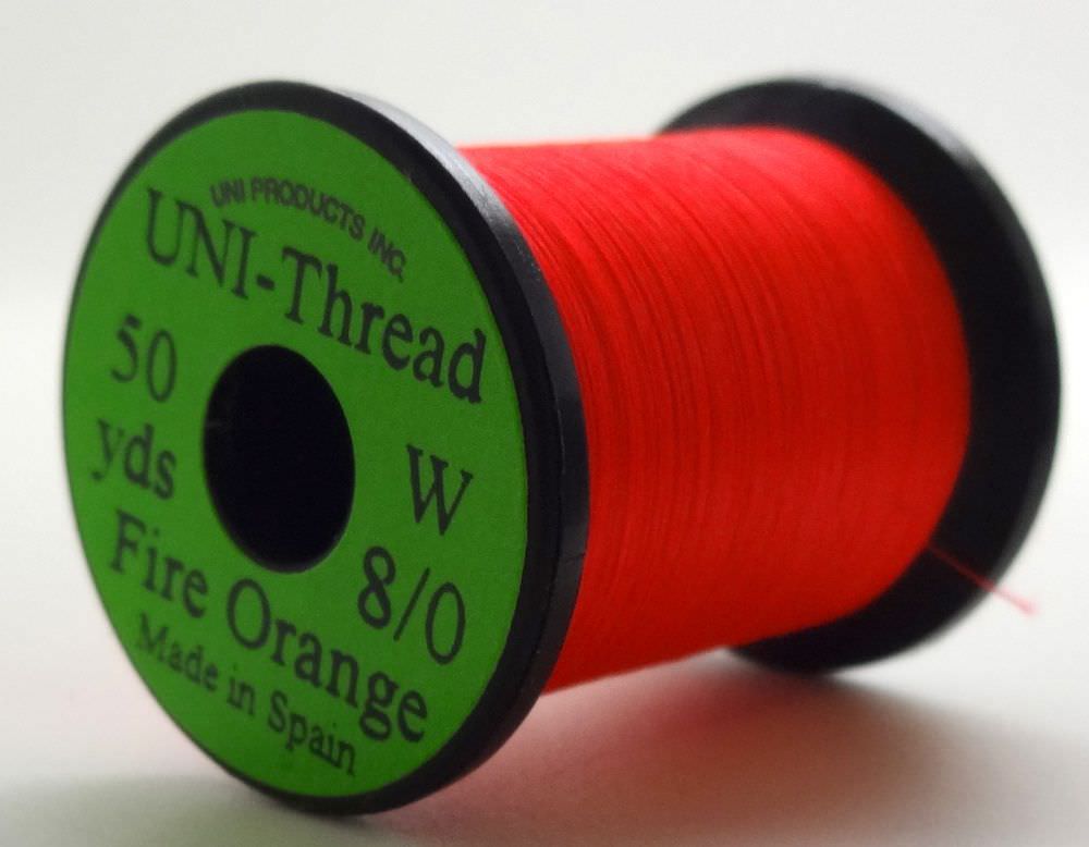 Uni Pre Waxed Thread 6/0 200 Yards Fire Orange Fly Tying Threads (Product Length 200 Yds / 182m)