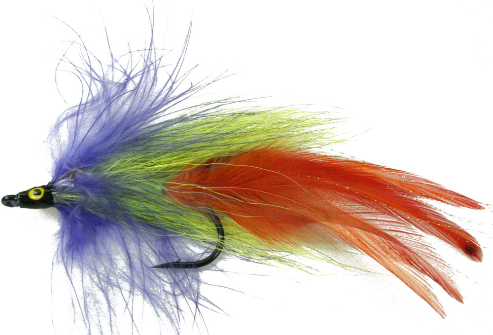 The Essential Fly Pike Fly Bucktail & Marabou Purple & Orange Fishing Fly