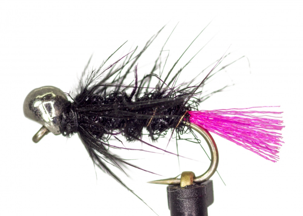 The Essential Fly Bidoz Off Bead Jig Silver Black & Pink Fishing Fly