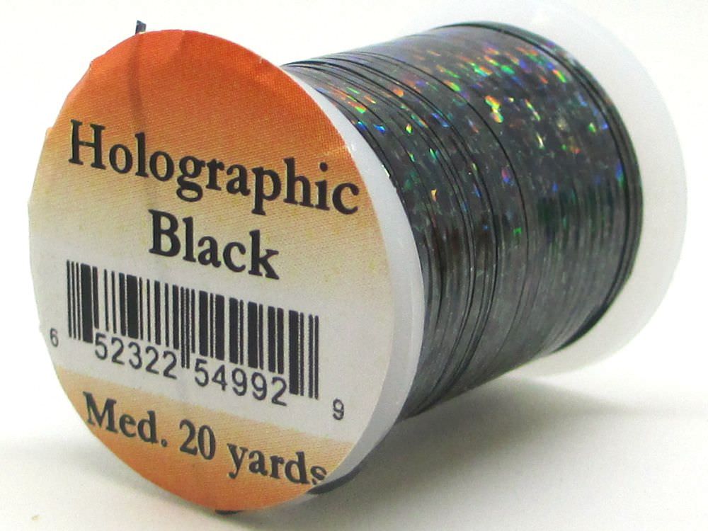 Veniard Holographic Tinsel Medium #4 Black Fly Tying Materials (Product Length 21.8 Yds / 20m)