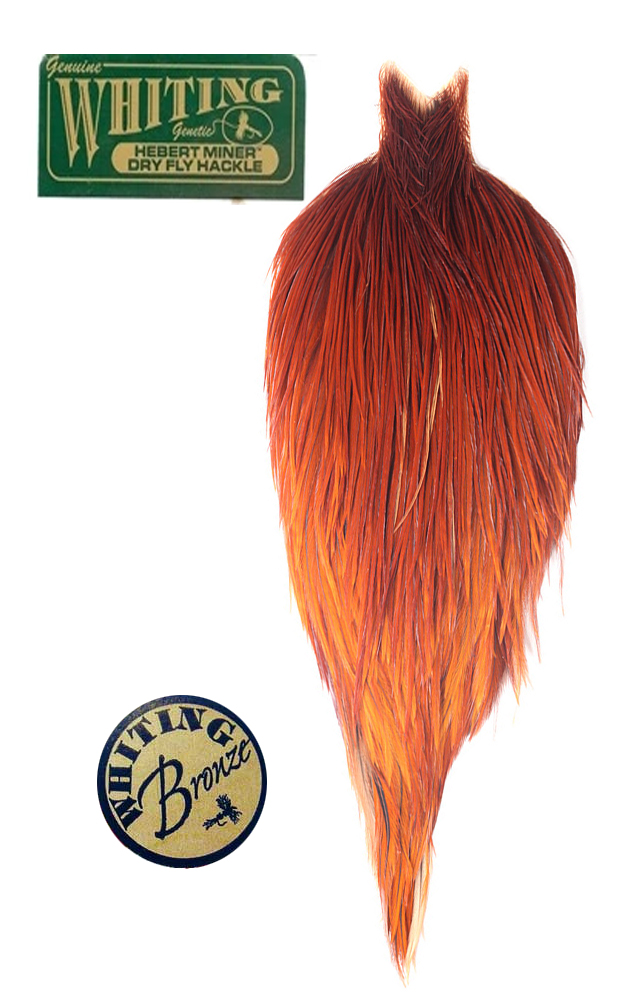 Whiting Dry Fly Cock Feather Saddle Bronze Grade Golden Badger Fly Tying Materials