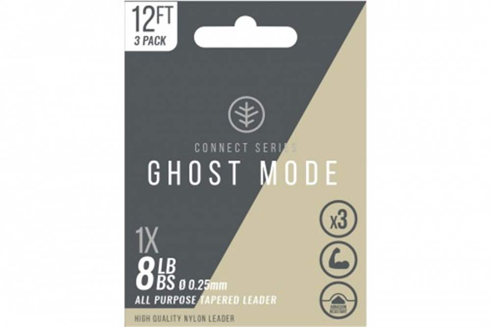 Wychwood Connect Series Nylon 12Ft Tapered Leader Ghost Mode Triple Pack 1X 8lb Trout Fly Fishing Leader