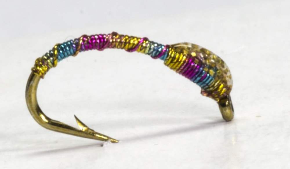 The Essential Fly Sandys Rainbow Irridescent Platinum Blank Buster Buzzer Gold Fishing Fly