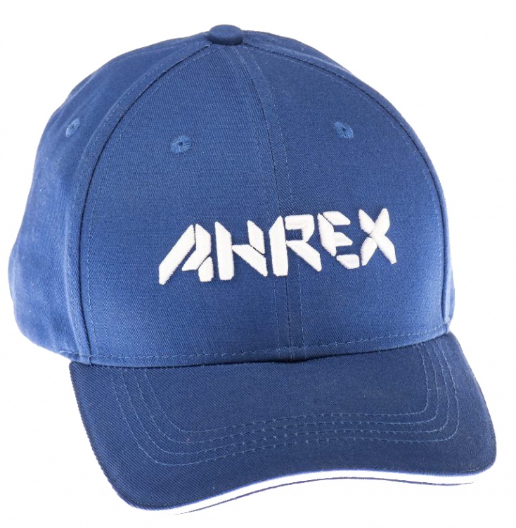 Ahrex Cap Bold Script Cap White on Blue