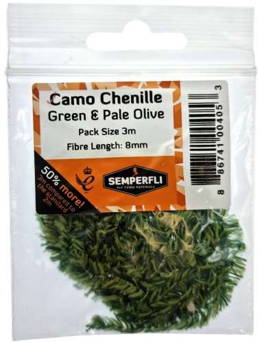 Semperfli Camo Chenille 8mm Medium Green & Pale Olive
