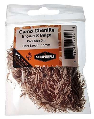 Semperfli Camo Chenille 15mm Large Brown & Beige