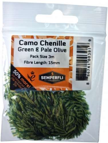 Semperfli Camo Chenille 15mm Large Green & Pale Olive