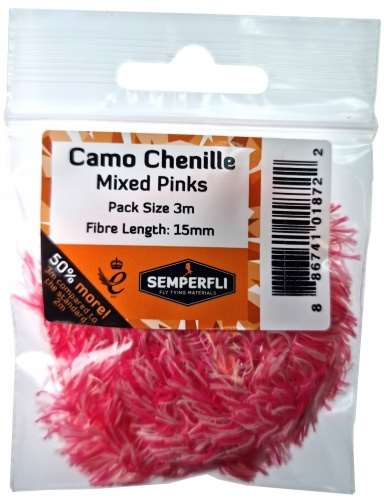 Semperfli Camo Chenille 15mm Large Mixed Pinks