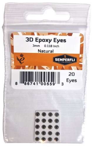 Semperfli 3mm 3D Epoxy Eyes Natural