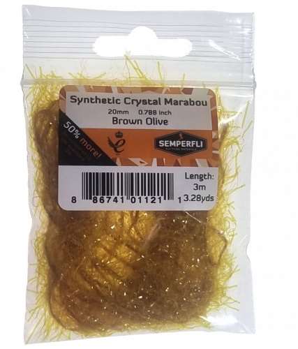 Semperfli Synthetic Crystal Marabou 20mm Brown Olive