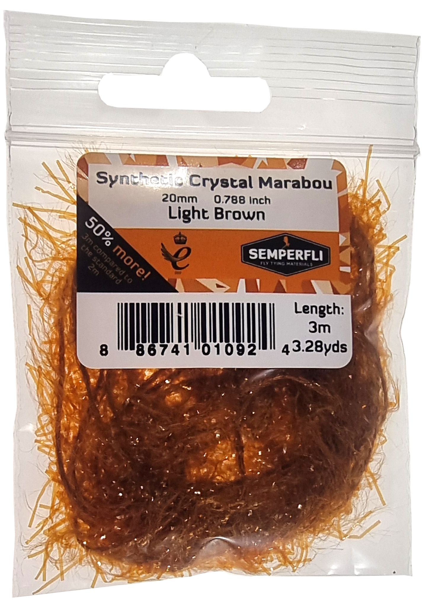 Semperfli Synthetic Crystal Marabou 20mm Light Brown