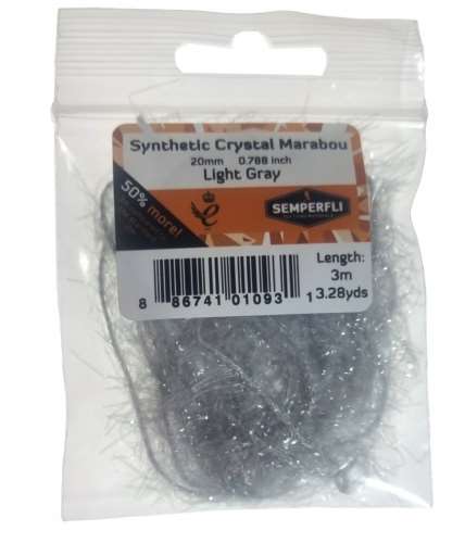 Semperfli Synthetic Crystal Marabou 20mm Light Gray