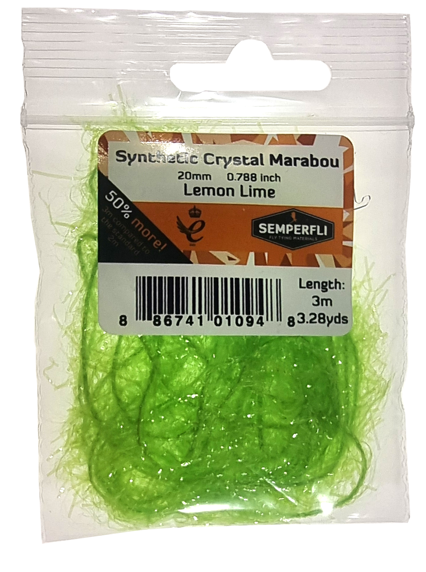 Semperfli Synthetic Crystal Marabou 20mm Lemon Lime