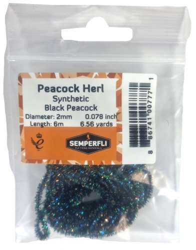 Semperfli Synthetic Peacock Herl 2mm Extra Small Black Peacock