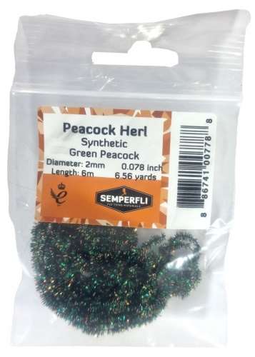 Semperfli Synthetic Peacock Herl 2mm Extra Small Green Peacock