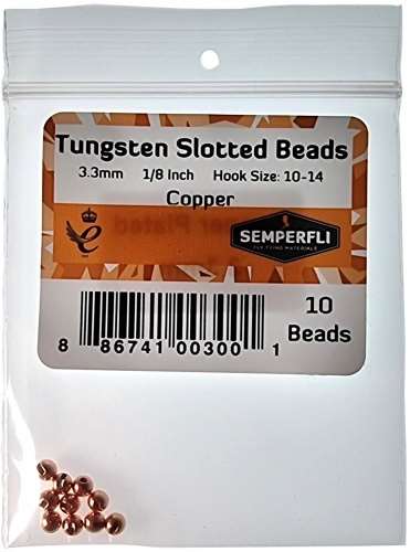 Semperfli Tungsten Slotted Beads 3.3mm (1/8 inch) Copper