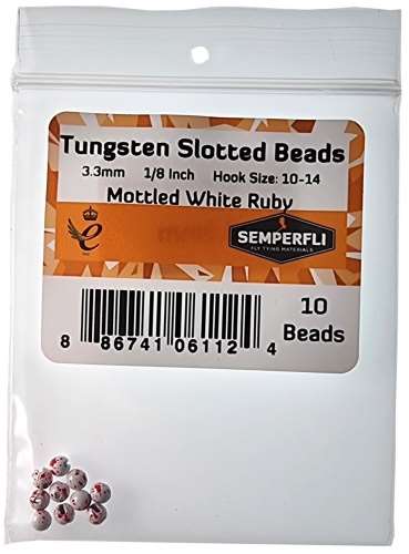 Semperfli Tungsten Slotted Beads 3.3mm (1/8 inch) Mottled White Ruby