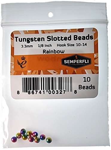Semperfli Tungsten Slotted Beads 3.3mm (1/8 inch) Rainbow