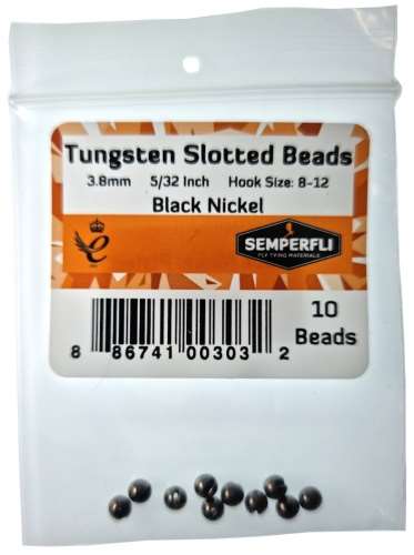Semperfli Tungsten Slotted Beads 3.8mm (5/32 Inch) Black Nickel