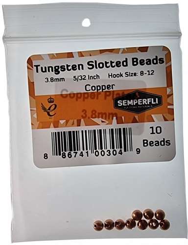 Semperfli Tungsten Slotted Beads 3.8mm (5/32 Inch) Copper