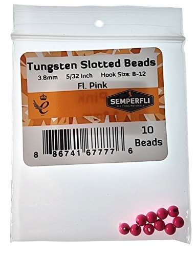 Semperfli Tungsten Slotted Beads 3.8mm (5/32 Inch) Fl Pink