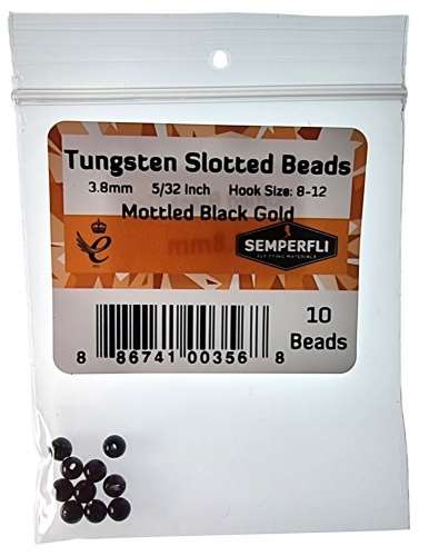 Semperfli Tungsten Slotted Beads 3.8mm (5/32 Inch) Mottled Black Gold