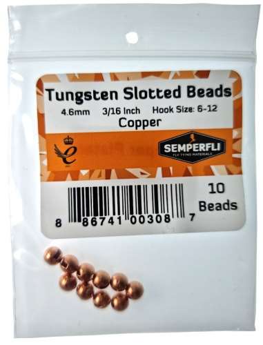 Semperfli Tungsten Slotted Beads 4.6mm (3/16 Inch) Copper