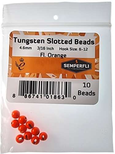 Semperfli Tungsten Slotted Beads 4.6mm (3/16 Inch) Fl Orange