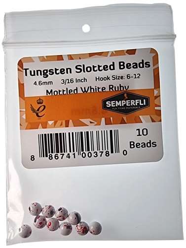 Semperfli Tungsten Slotted Beads 4.6mm (3/16 inch) Mottled White Ruby