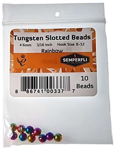 Semperfli Tungsten Slotted Beads 4.6mm (3/16 inch) Rainbow