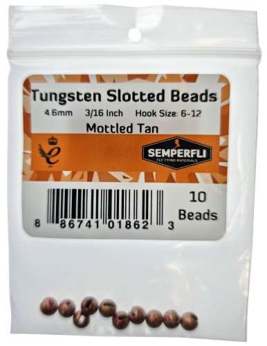 Semperfli Tungsten Slotted Beads 4.6mm (3/16 Inch) Mottled Tan